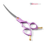 GroomStar - profesjonalne nożyczki gięte ze stali VG10, do główek w stylu azjatyckim, 6", fioletowe