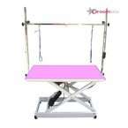 GroomStar - stół z podnośnikiem elektrycznym, blat 110 cm x 60 cm, różowy