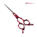 Groomstar - profesjonalne, lekkie nożyczki proste, czerwone, 6.5"