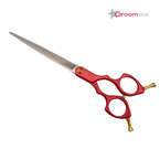 Groomstar - profesjonalne lekkie nożyczki proste, czerwone, ze stali VG10, 7"