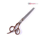 Groomstar - profesjonalne nożyczki groomerskie półdegażowe 7", 21 ząbków, dla osób leworęcznych
