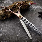 Groomstar - profesjonalne nożyczki półdegażowe (chunkersy), model Rose Gold 7.5", 24 ząbki