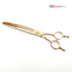 Groomstar - profesjonalne nożyczki półdegażowe gięte Rose Gold, 7.5", 24 ząbki