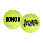 KONG® SqueakAir® Tennis Balls L - piłka tenisowa z piszczałką, aport dla bardzo małego psa, 2 sztuki piłek o średnicy 8cm