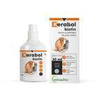 Vetoquinol Kerabol Biotin - karma uzupełniająca do stosowania przy nadmiernym wypadaniu, łamliwej, matowej i suchej sierści psów i kotów, 50ml